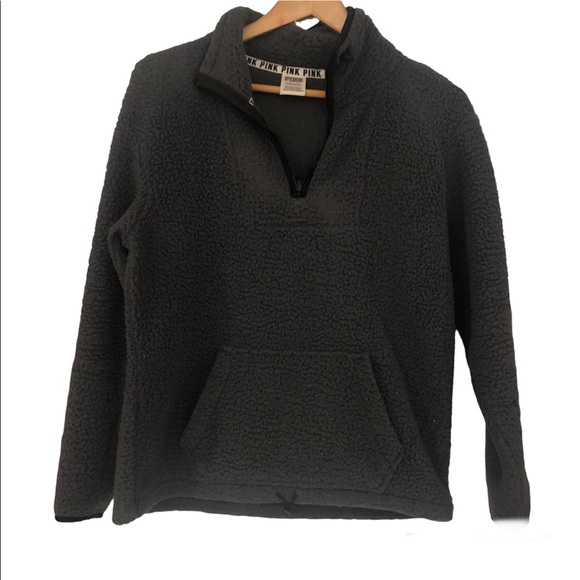 Teddy Coat PINK Victoria Secret Gray Sherpa Pullover - Picture 1 of 4